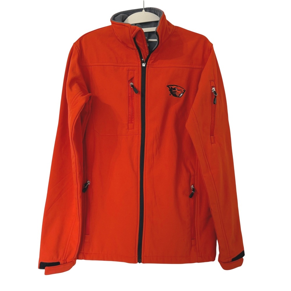 Knights Apparel Oregon State Beavers Softshell Jacket Mens Small Orange Full Zip
